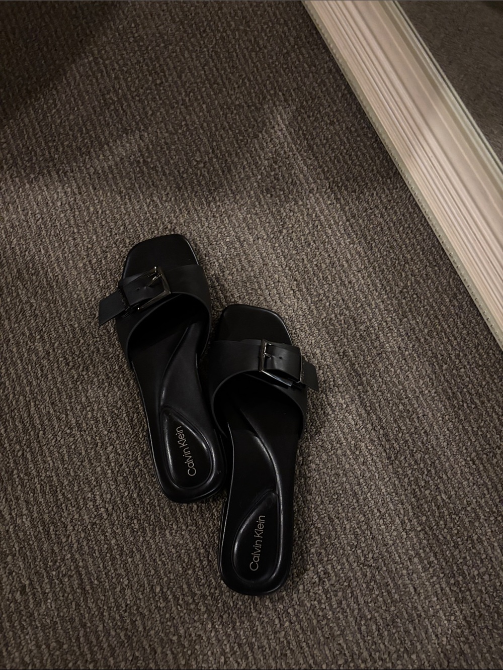 Calvin Klein Black Buckle Slide Sandals